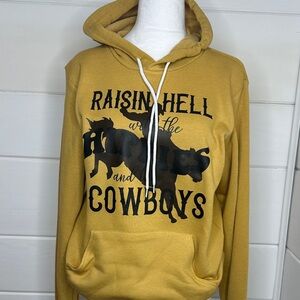 Rodeo Hoodie Small Western Graphic Mustard